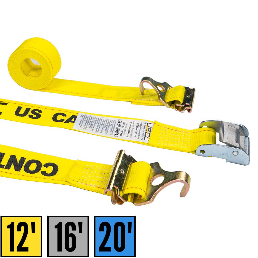 2" x 12' Yellow E-Track Cam Buckle Strap | F-Hooks & Spring E-Fittings