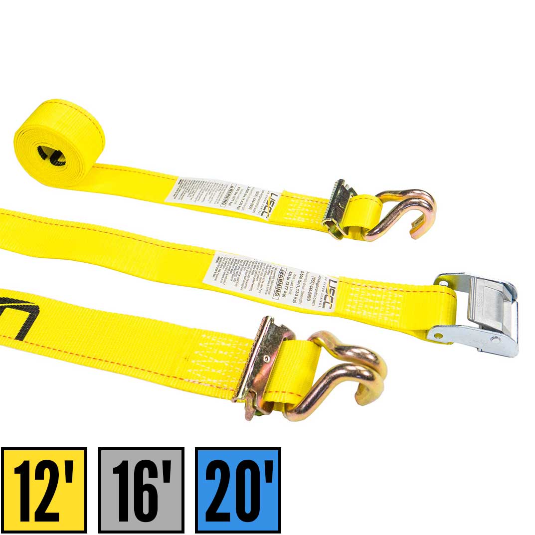 2'' x 12' Yellow E-Track Cam Buckle Strap | Wire Hooks & Spring E-Fittings