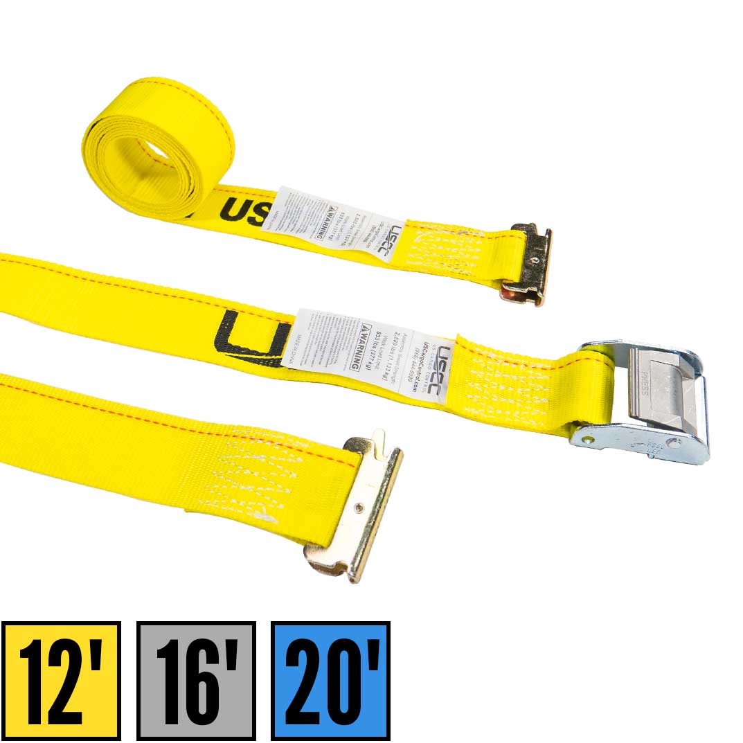 2" x 12' Yellow E-Track Cam Buckle Strap