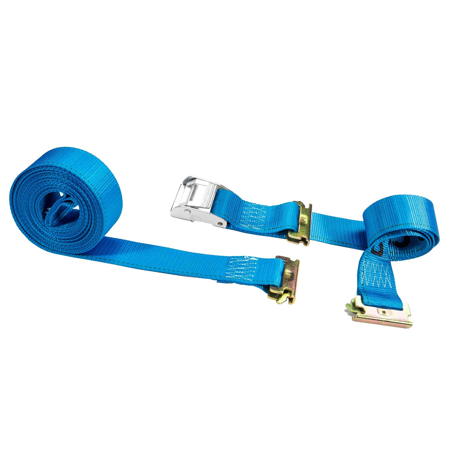  blue 20' E track cam strap with double end e fittings