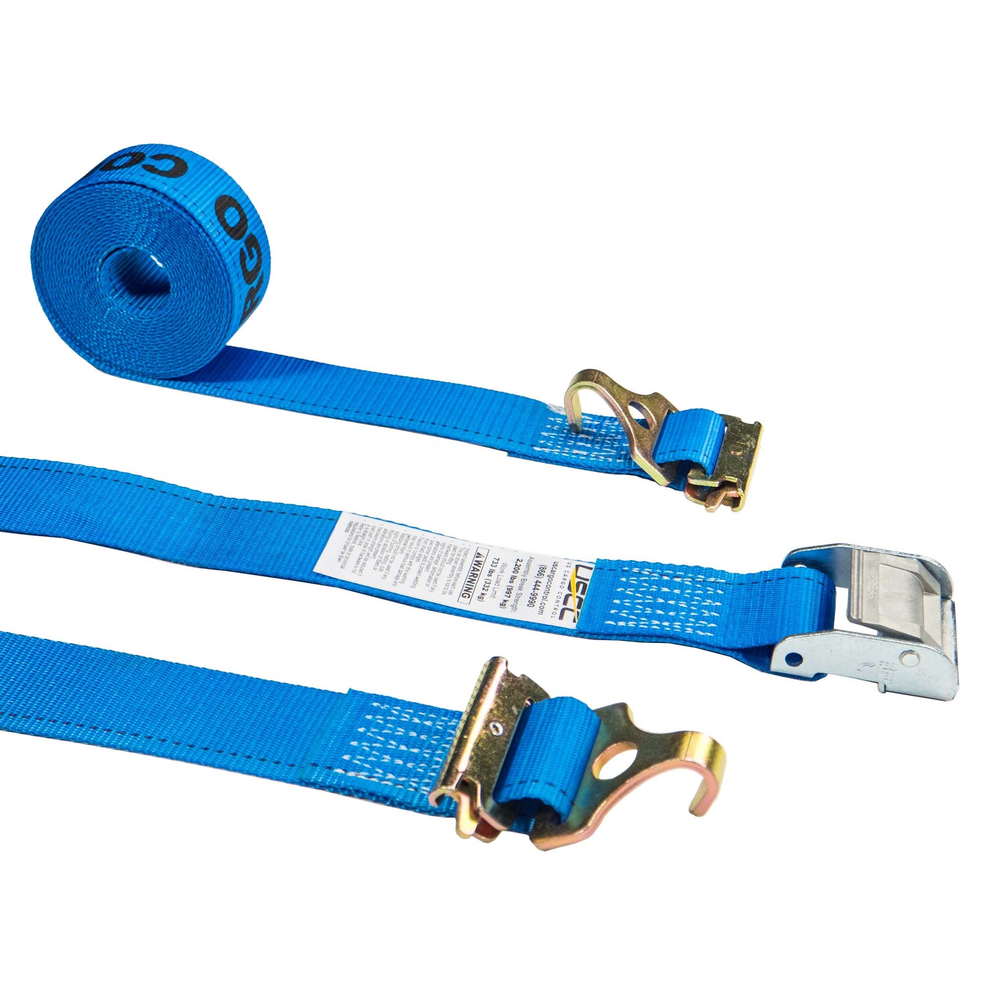  blue 20' E track cam strap with f track hooks