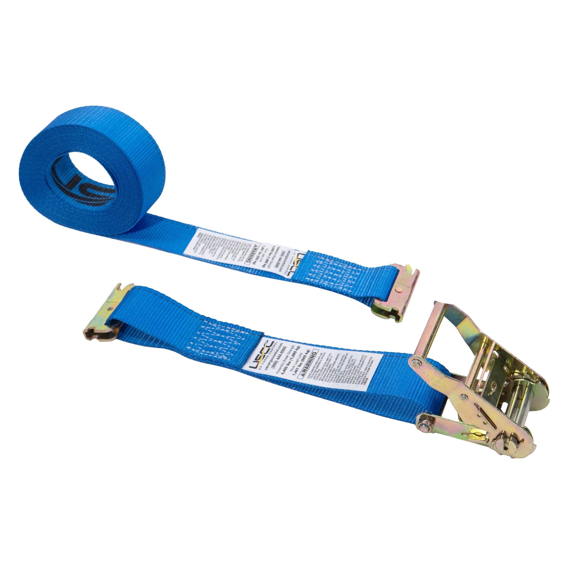  blue 20'  E track ratchet strap with 1' fixed end