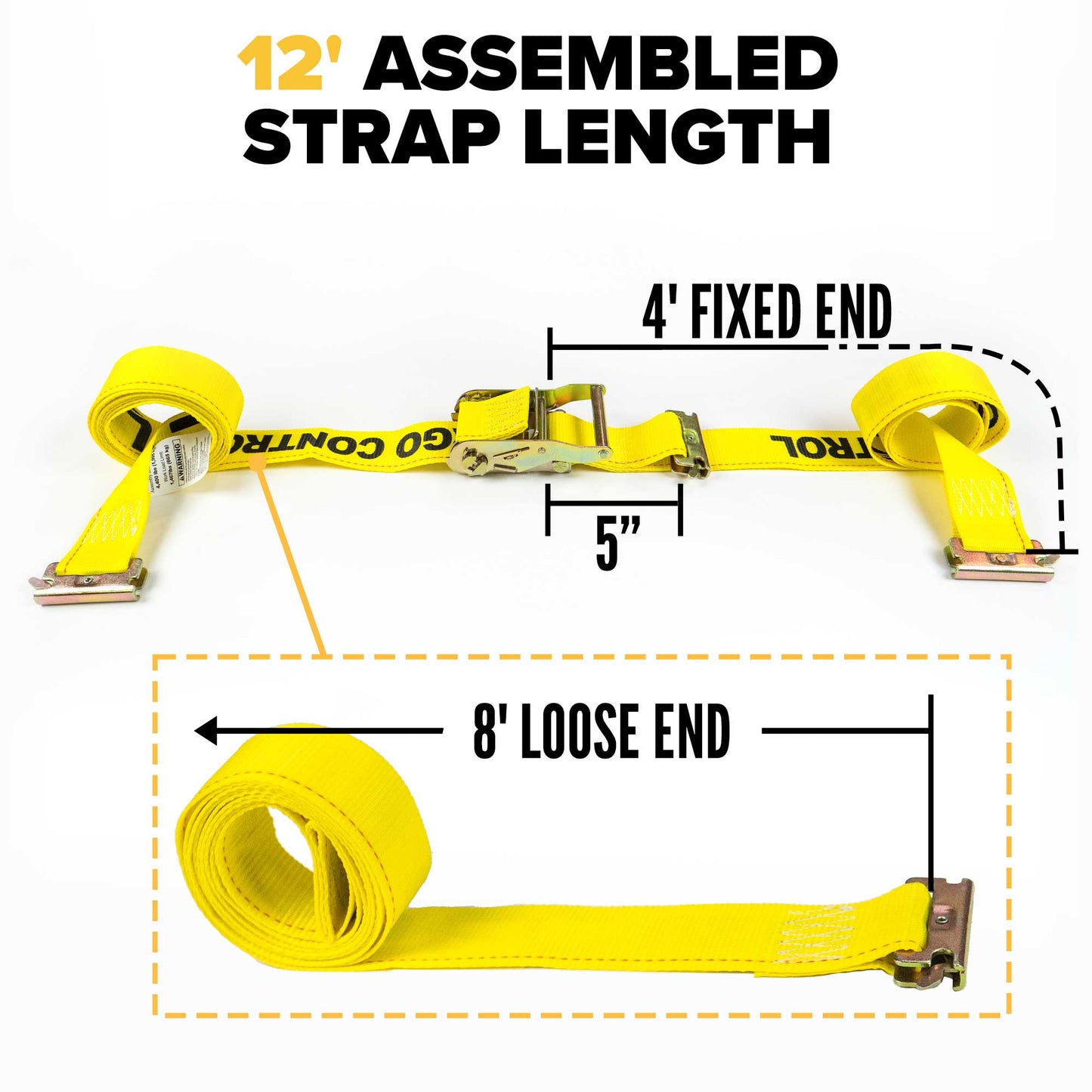  12' e track strap with 4' fixed end and 8' loose end