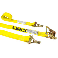  yellow 12' E track ratchet strap with stud fittings