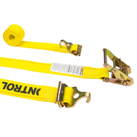  yellow 12' E track ratchet strap with f track hooks