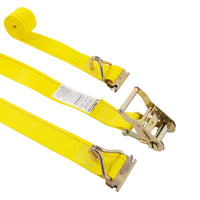 yellow 12' E track ratchet strap with wire hooks