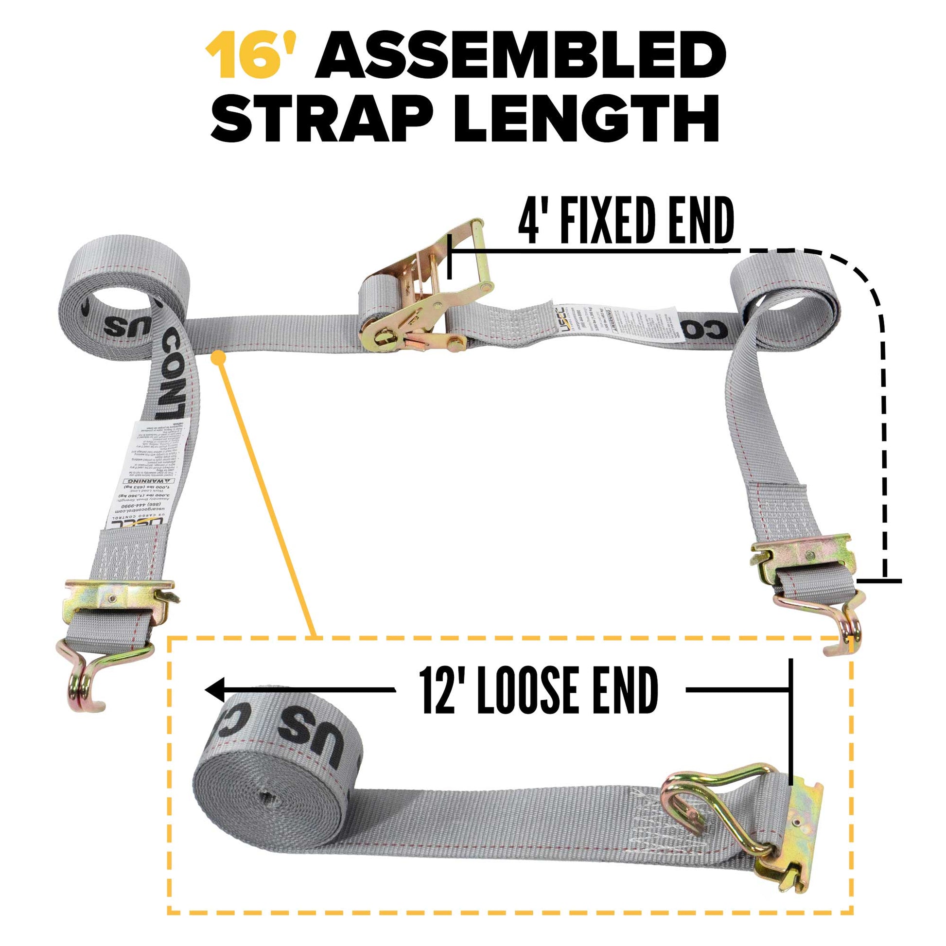  16' e track strap with 4' fixed end and 12' loose end