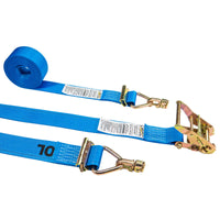  blue 20' E track ratchet strap with stud fittings