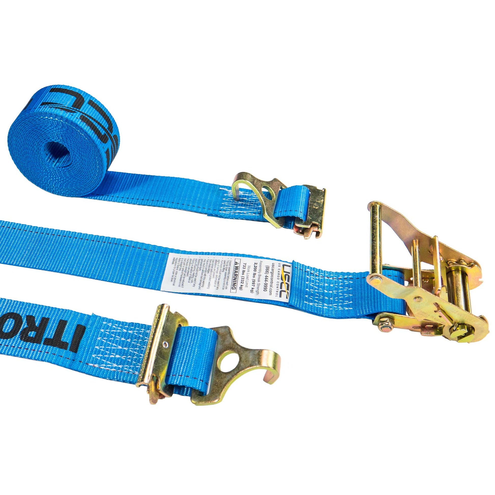  blue 20' E track ratchet strap with f track hooks