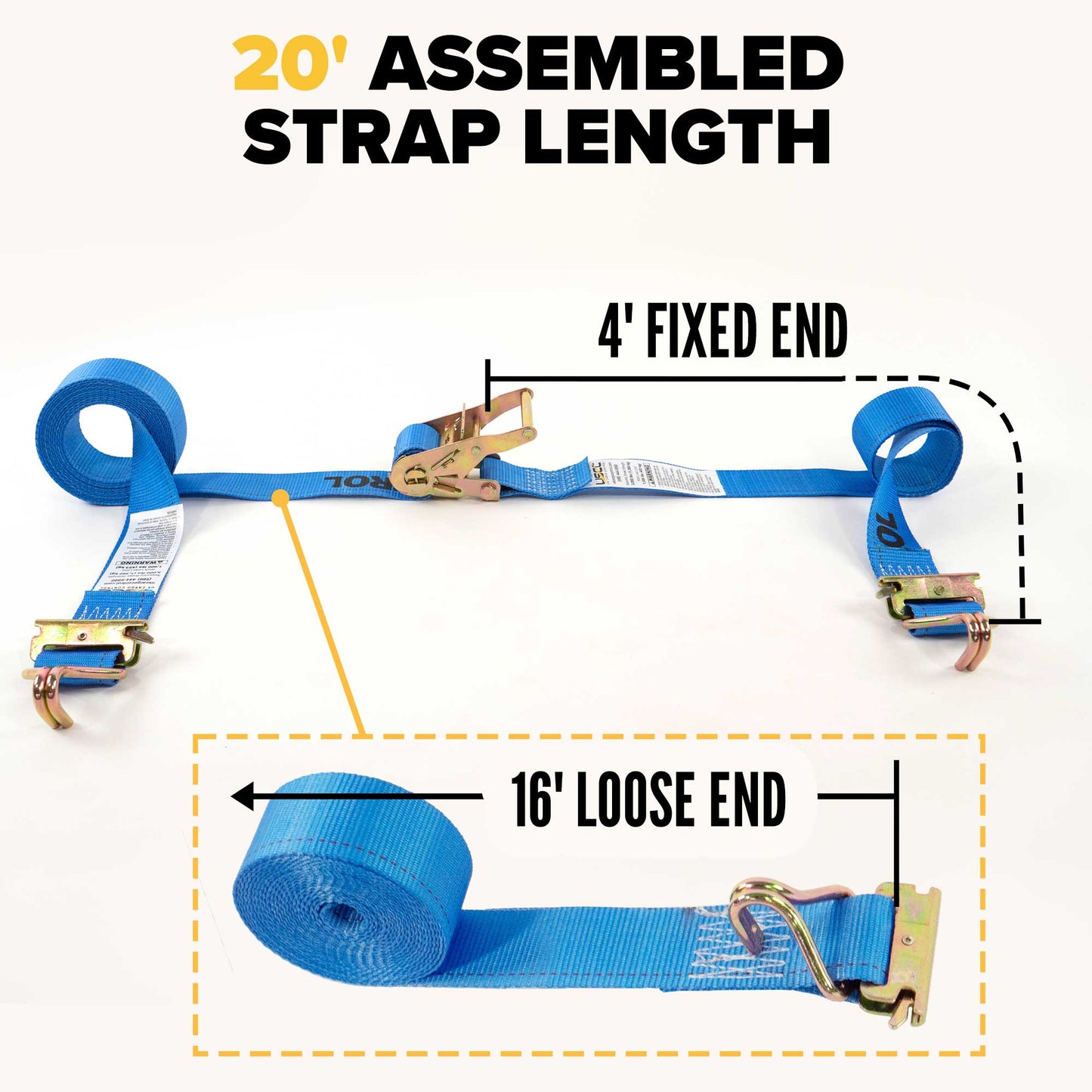  20' e track strap with 4' fixed end and 16' loose end