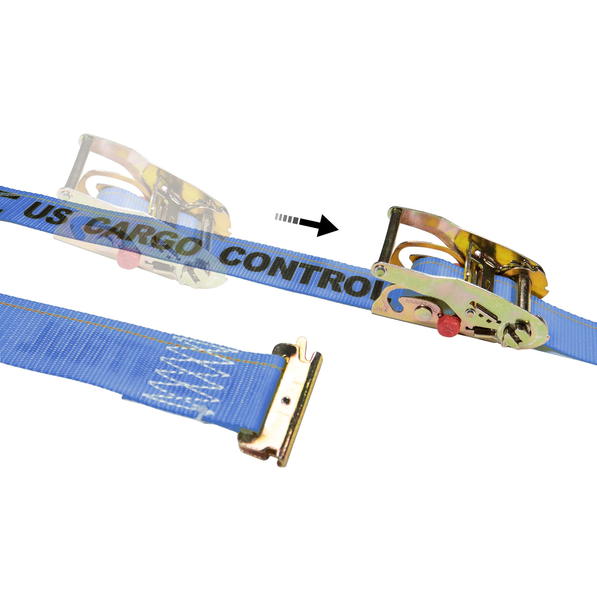  blue 20' E track ratchet strap with sliding ratchet