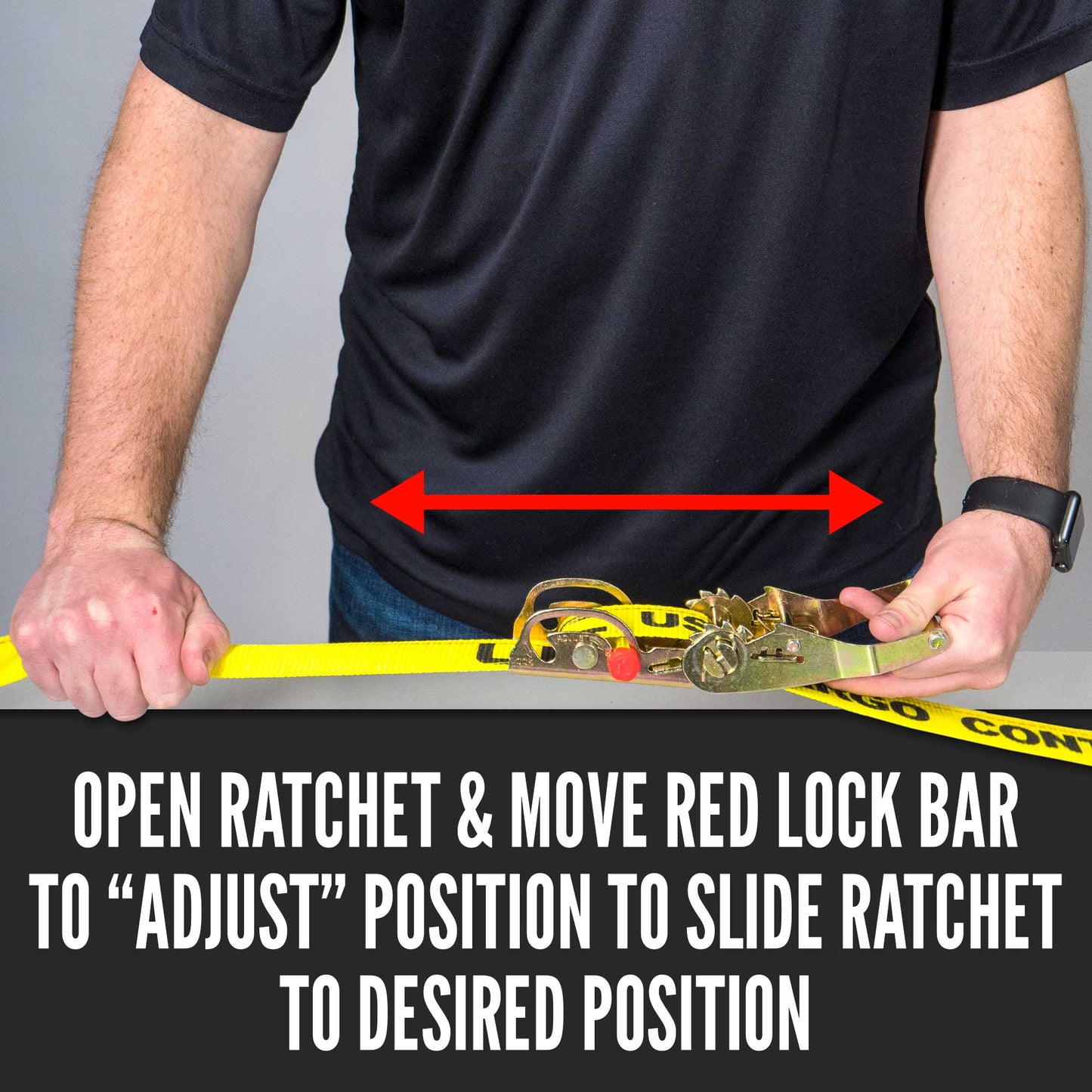  sliding ratchet can be moved to desired position