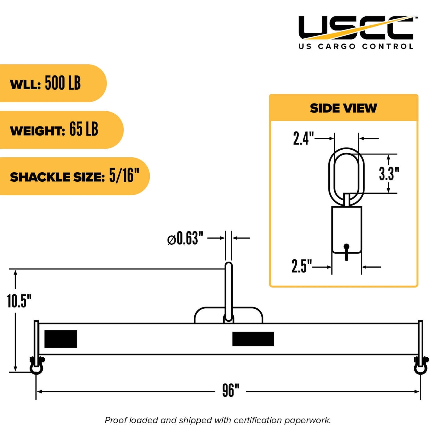 M&W 11527 fixed length economy lifting beam specs