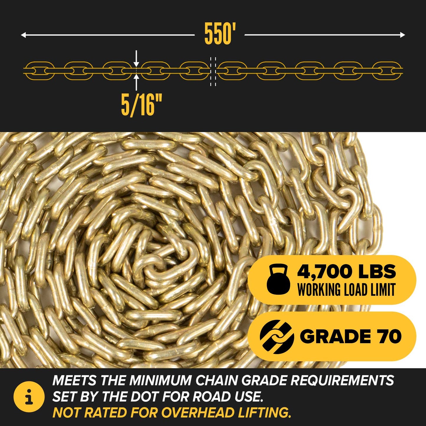 5/16" x 550' Transport Chain Drum | Grade 70