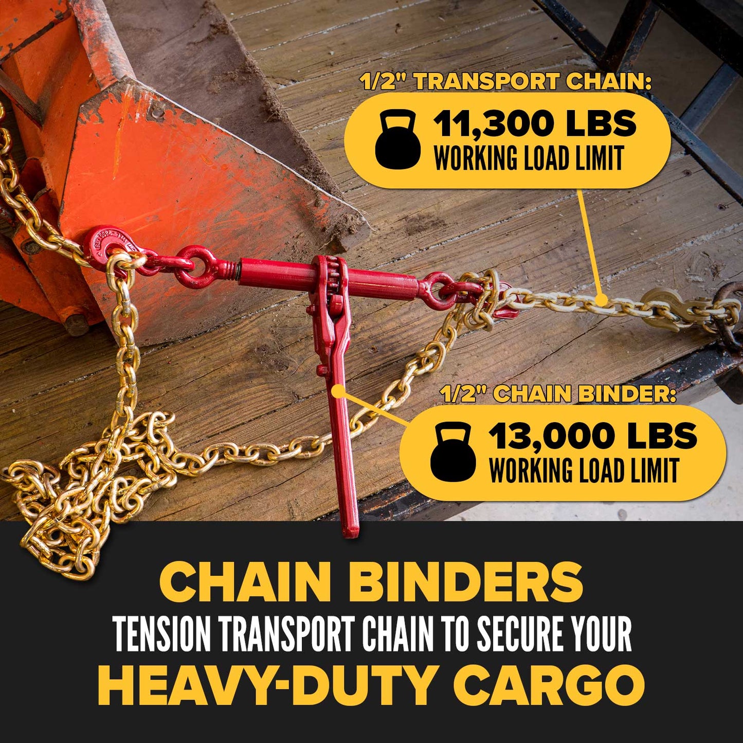 1/2" x 20' Grade 70 Transport Chain and Binder Kit