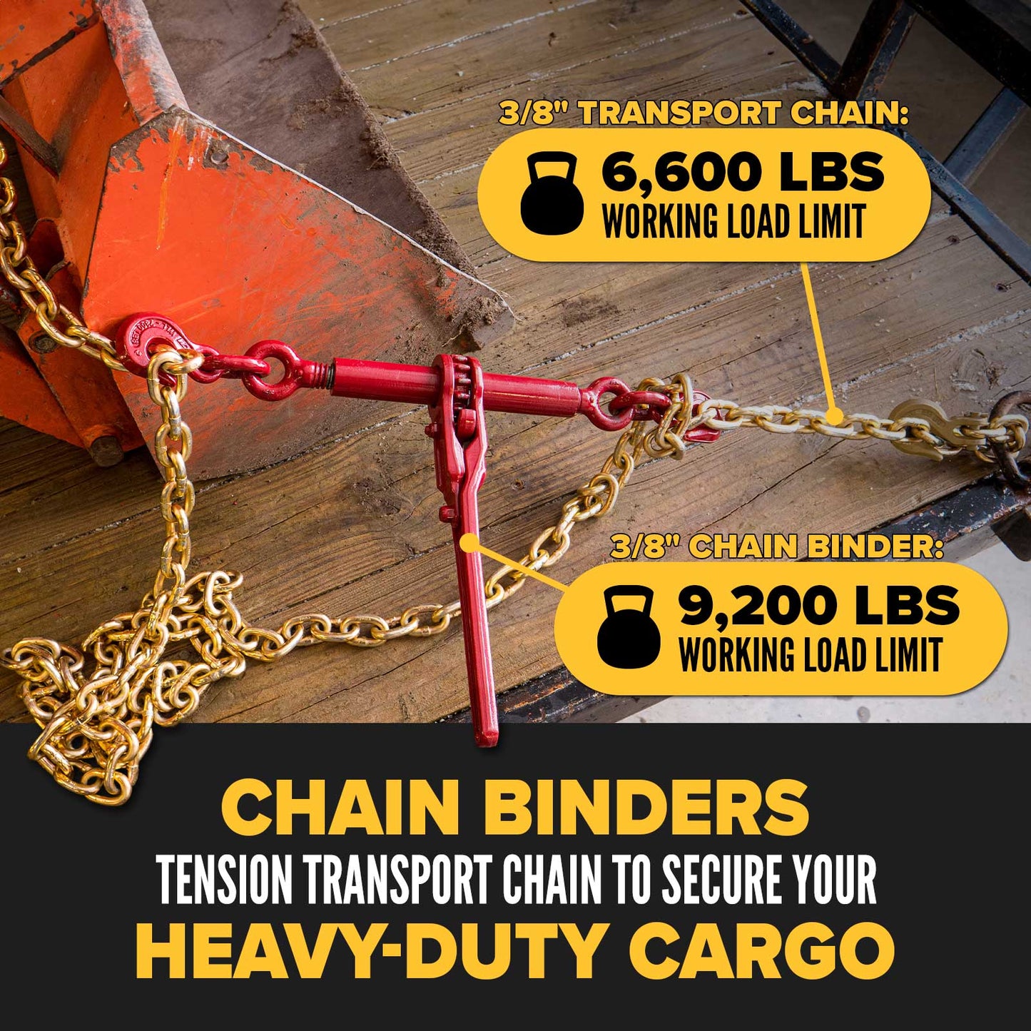 3/8" x 16' Grade 70 Transport Chain and Binder Kit