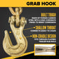 1/2" x 20' Grade 70 Transport Chain | Clevis Grab Hook & Clevis Slip Hook with Latch