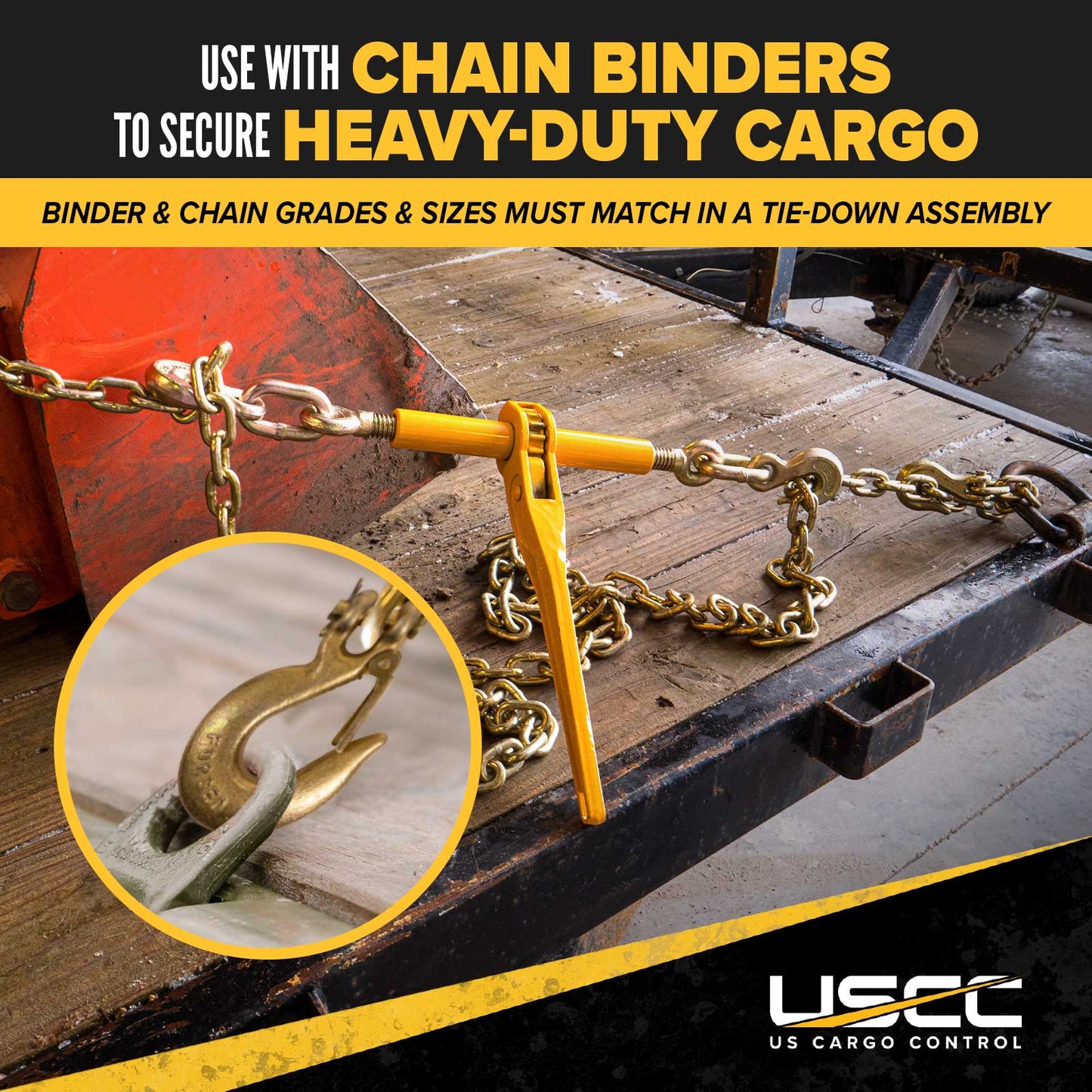 1/2" x 25' Grade 70 Transport Chain | Clevis Grab Hook & Clevis Slip Hook with Latch