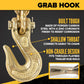 3/8" x 10' Grade 70 Transport Chain | Clevis Grab Hook & Clevis Slip Hook with Latch