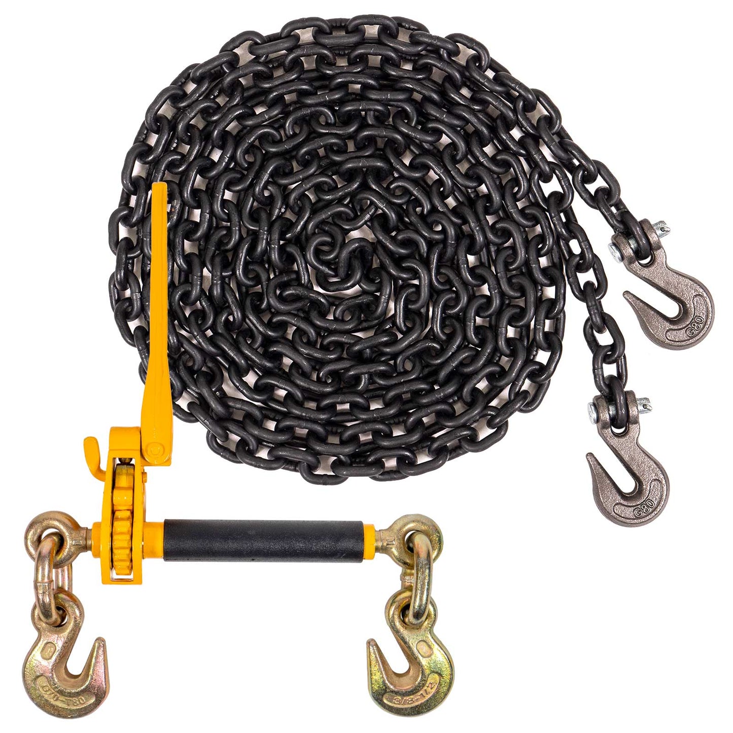 1/2" x 16' Grade 80 Chain and Binder Kit | Folding Handle Ratchet Binder