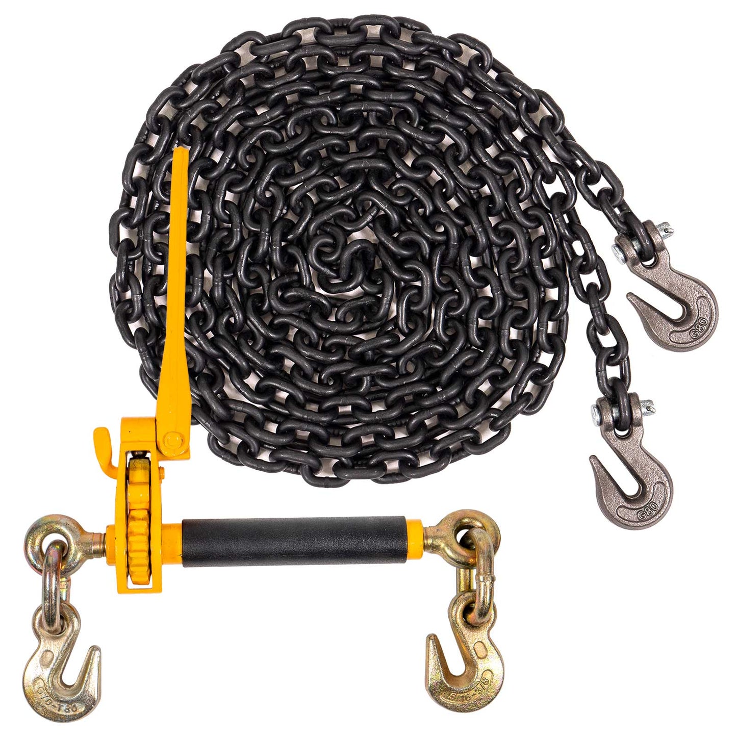 3/8" x 16' Grade 80 Chain and Binder Kit | Folding Handle Ratchet Binder