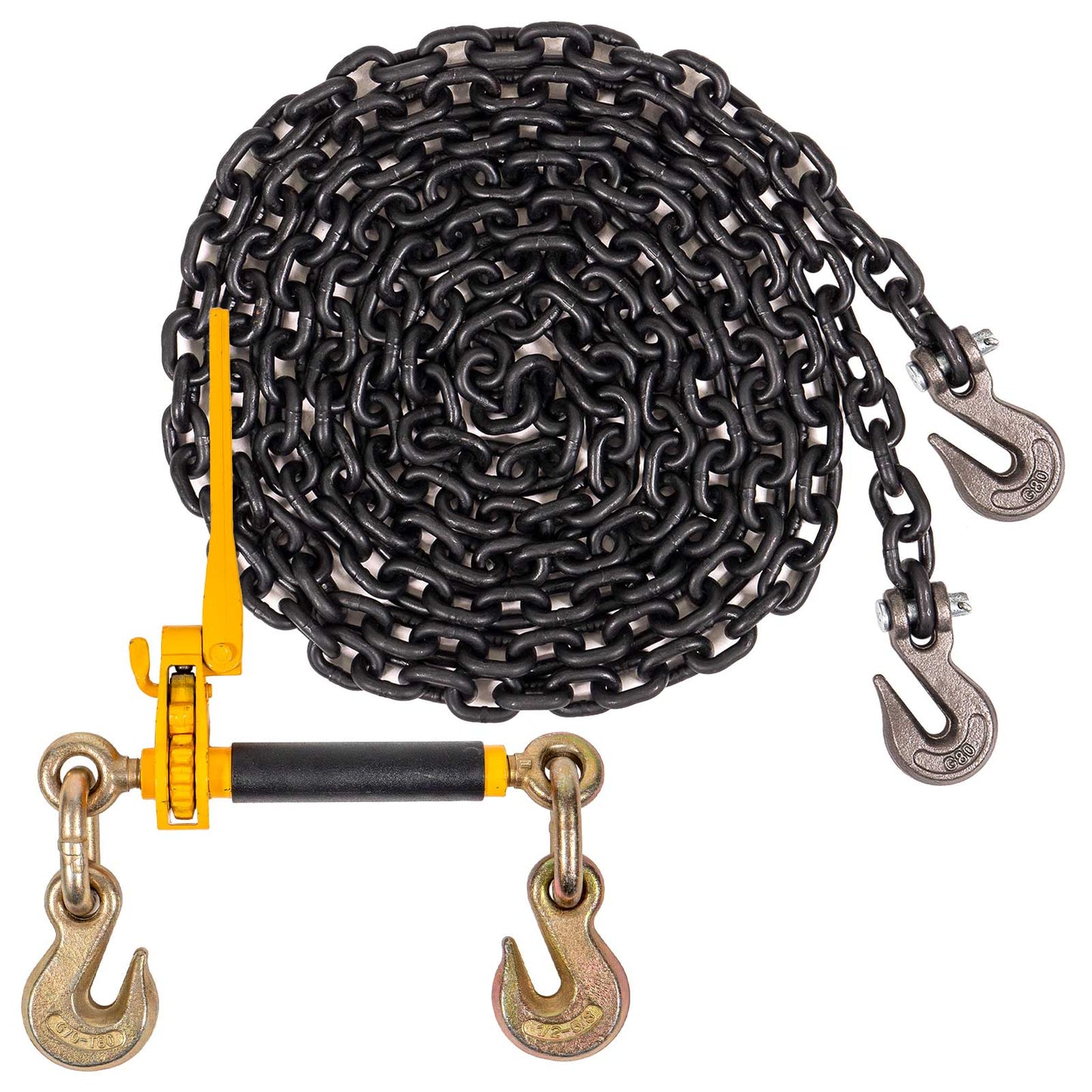 5/8" x 16' Grade 80 Chain and Binder Kit | Folding Handle Ratchet Binder