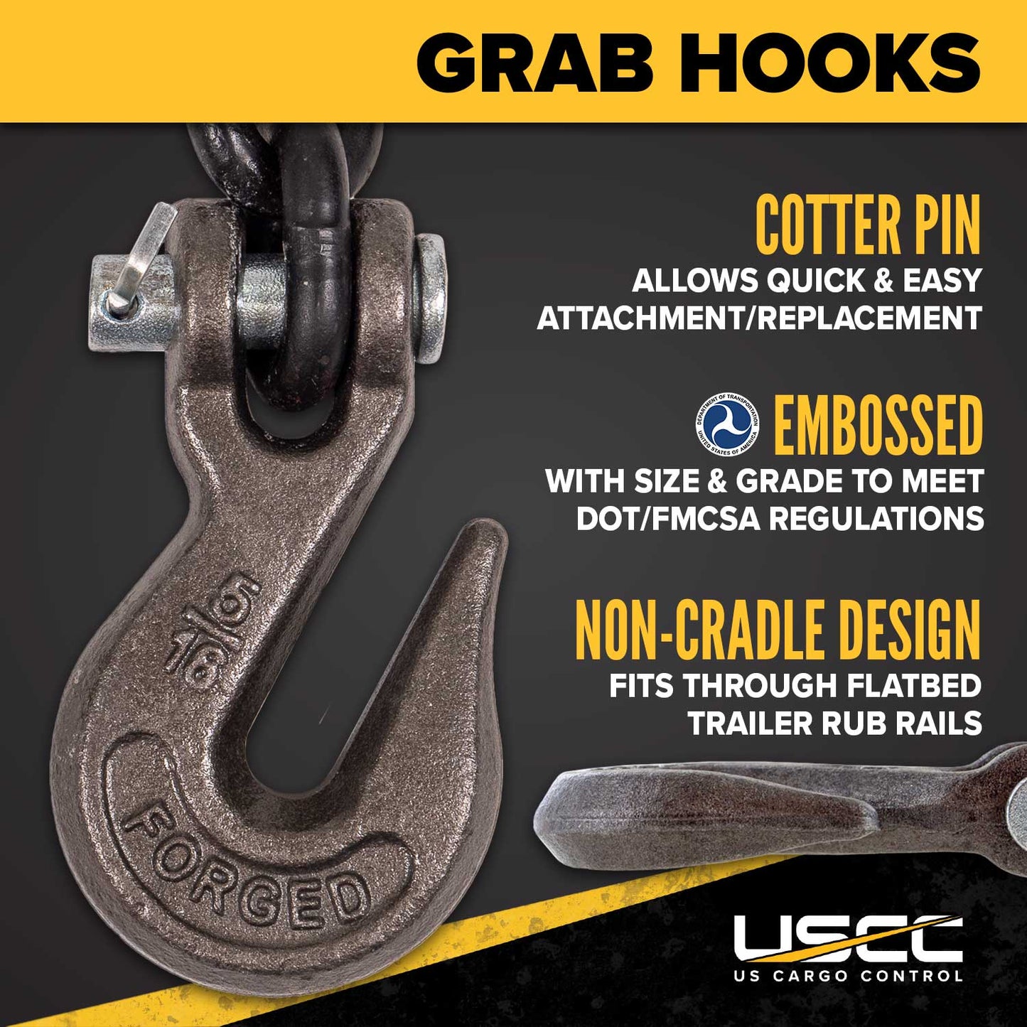 5/16" x 25' Tie Down Chain with Clevis Grab Hooks | Grade 80