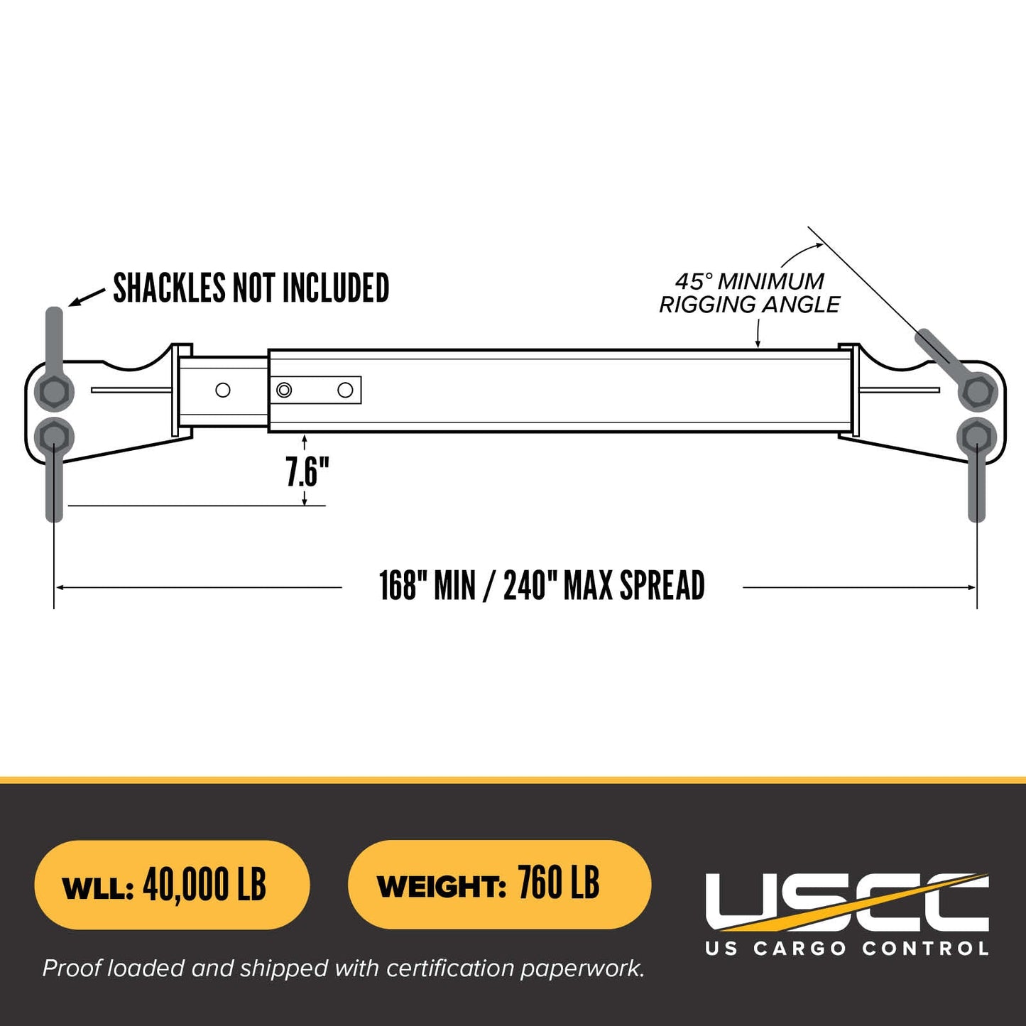 M&W 20124 heavy duty adjustable spreader beam specs