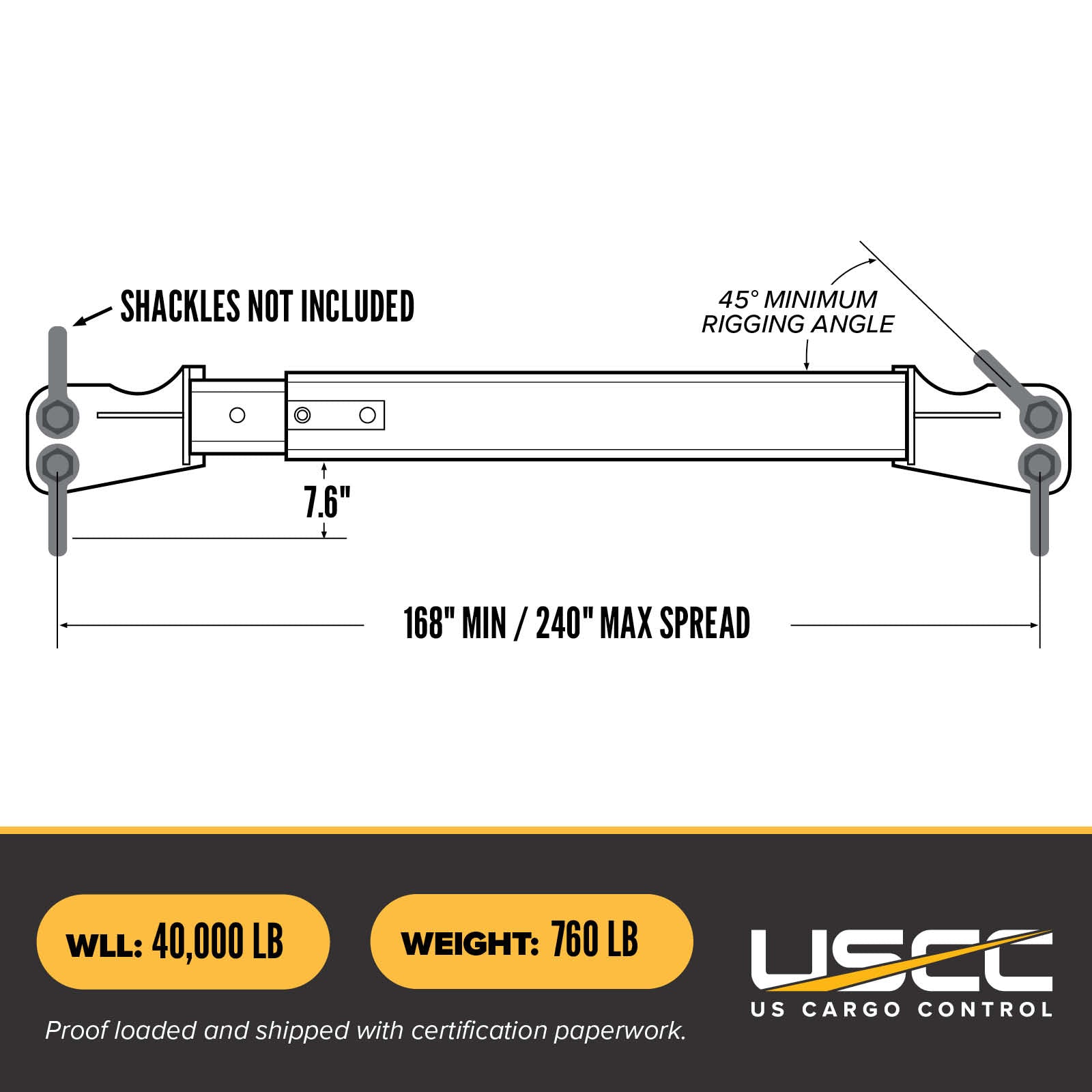 M&W 20124 heavy duty adjustable spreader beam specs