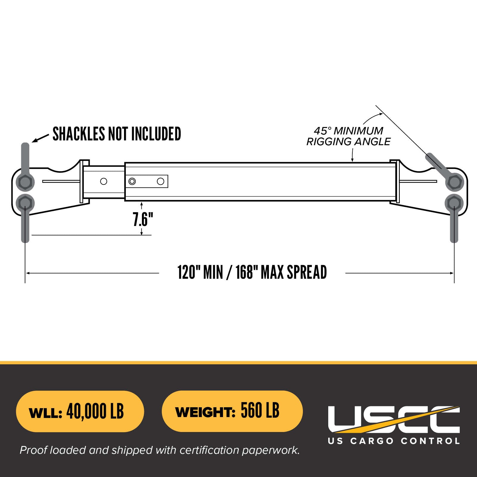 M&W 20125 heavy duty adjustable spreader beam specs