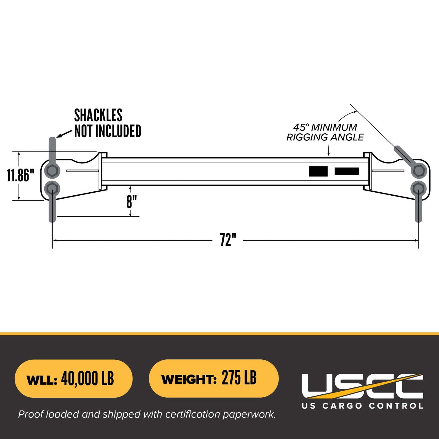 M&W 20166 heavy duty fixed length spreader beam specs