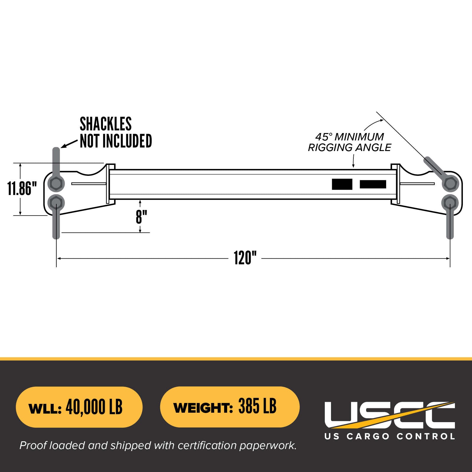 M&W 20168 heavy duty fixed length spreader beam specs