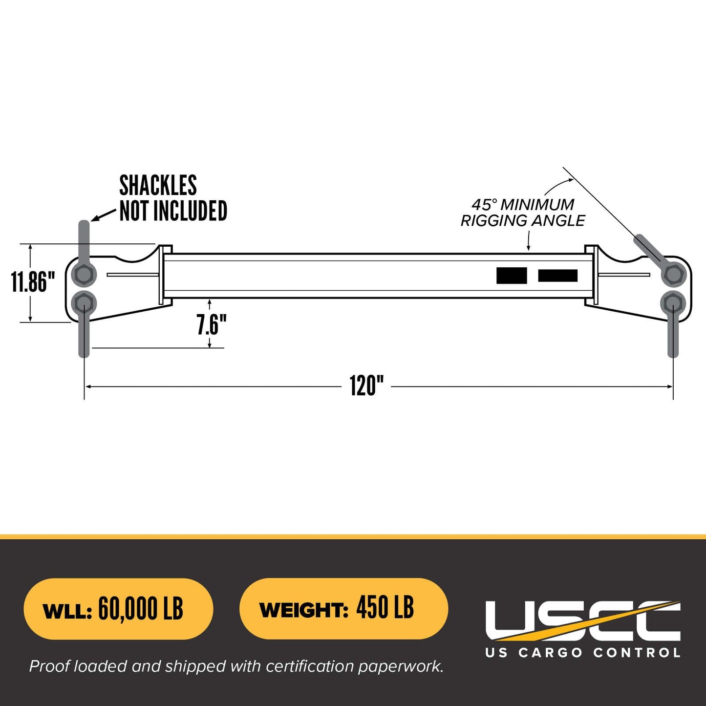 M&W 20175 heavy duty fixed length spreader beam specs