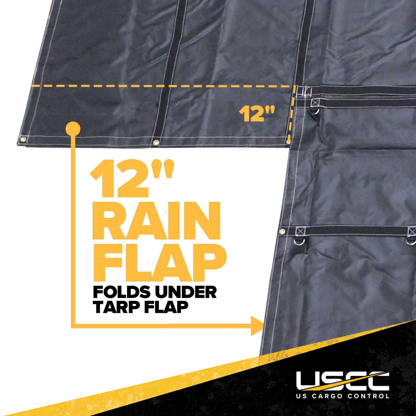 16' x 28' Heavy Duty Lumber Tarp | 4' Drop & Flap - 18 oz. Black Tarp