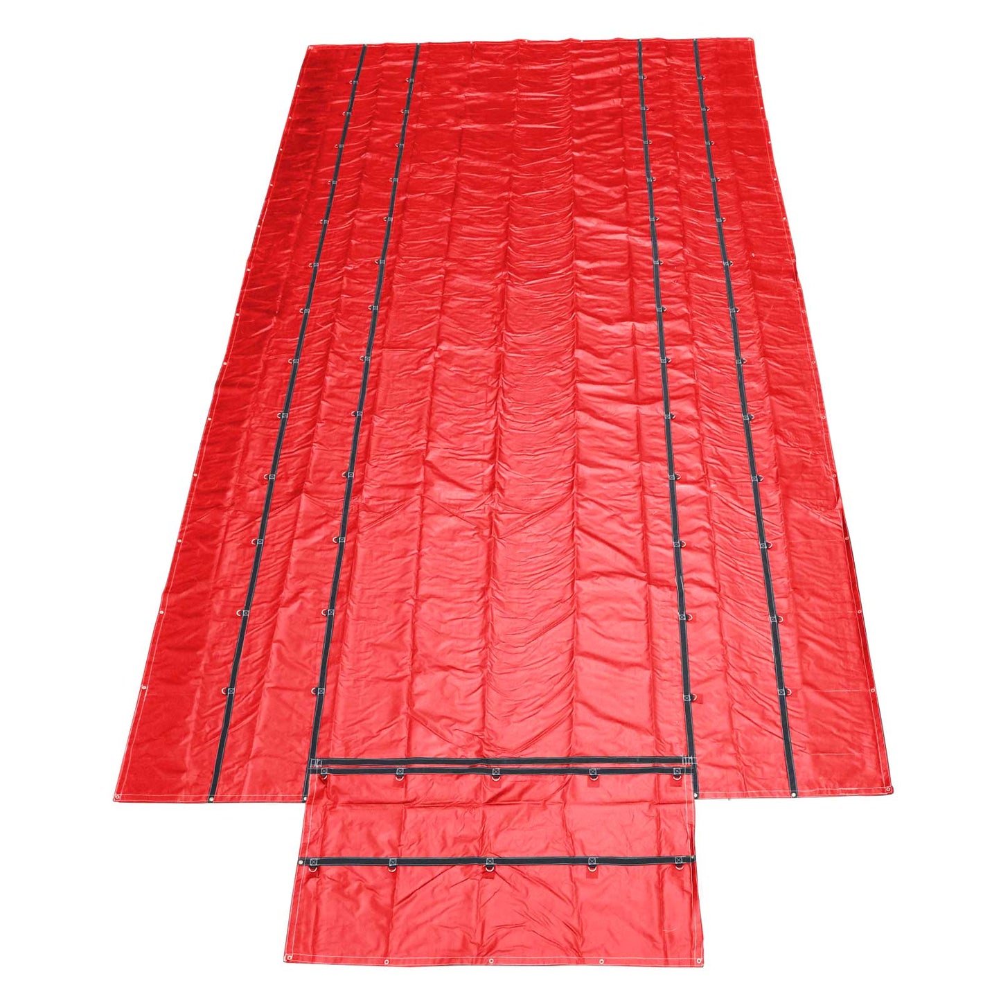 16' x 28' Heavy Duty Lumber Tarp | 4' Drop & Flap - 18 oz. Red Tarp