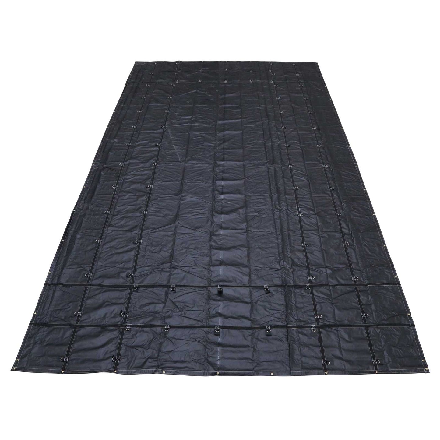 16' x 27' Heavy Duty Steel Tarp | 4' Drop - 18 oz. Black Tarp