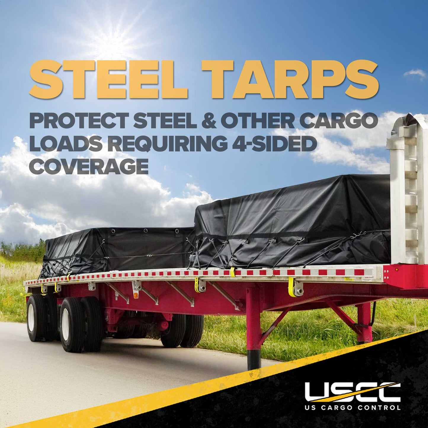 16' x 27' Heavy Duty Steel Tarp | 4' Drop - 18 oz. Black Tarp