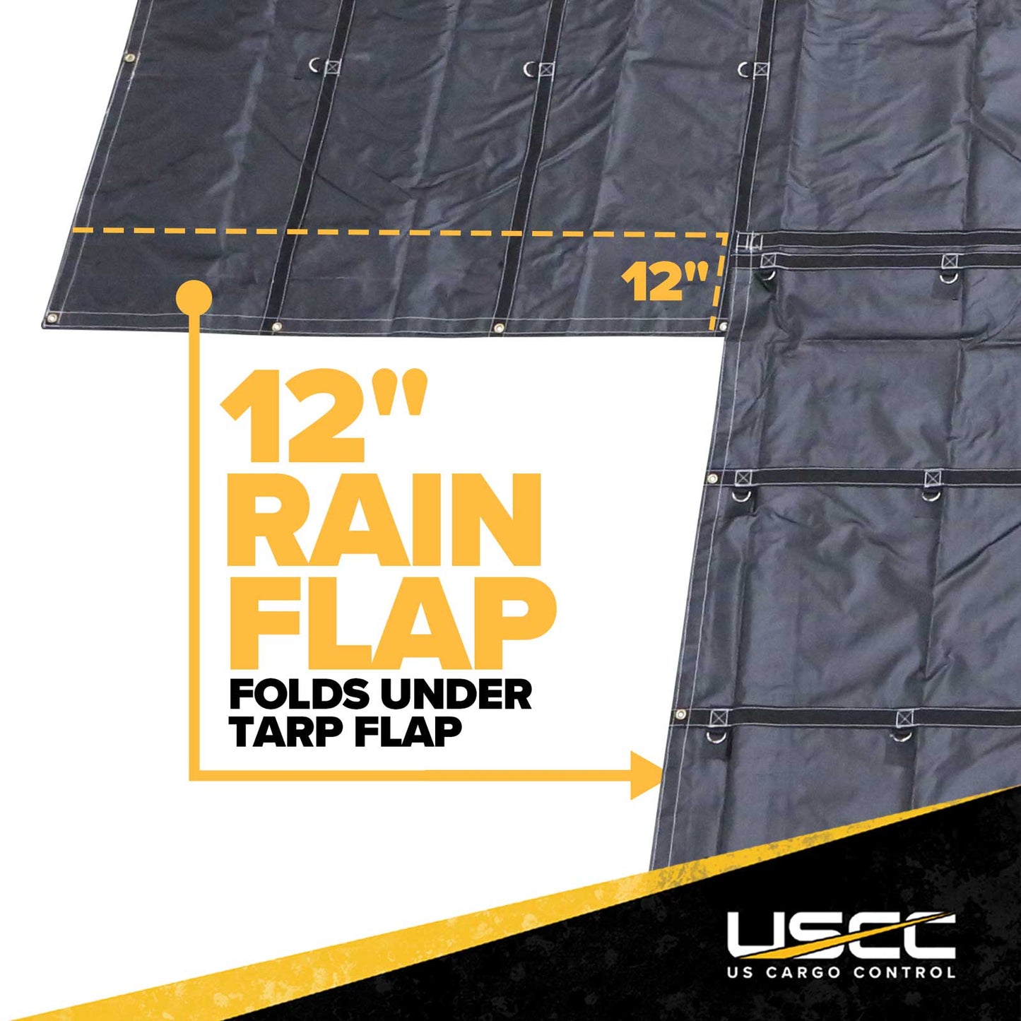 20' x 20' Lightweight Lumber Tarp | 6' Drop & Flap - 14 oz. Black Tarp