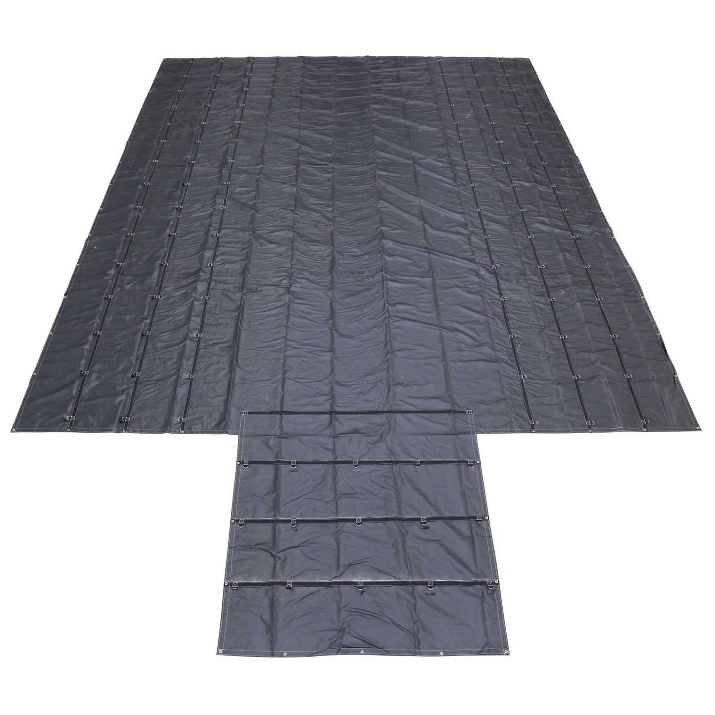 24' x 28' Lightweight Lumber Tarp | 8' Drop & Flap - 14 oz. Black Tarp