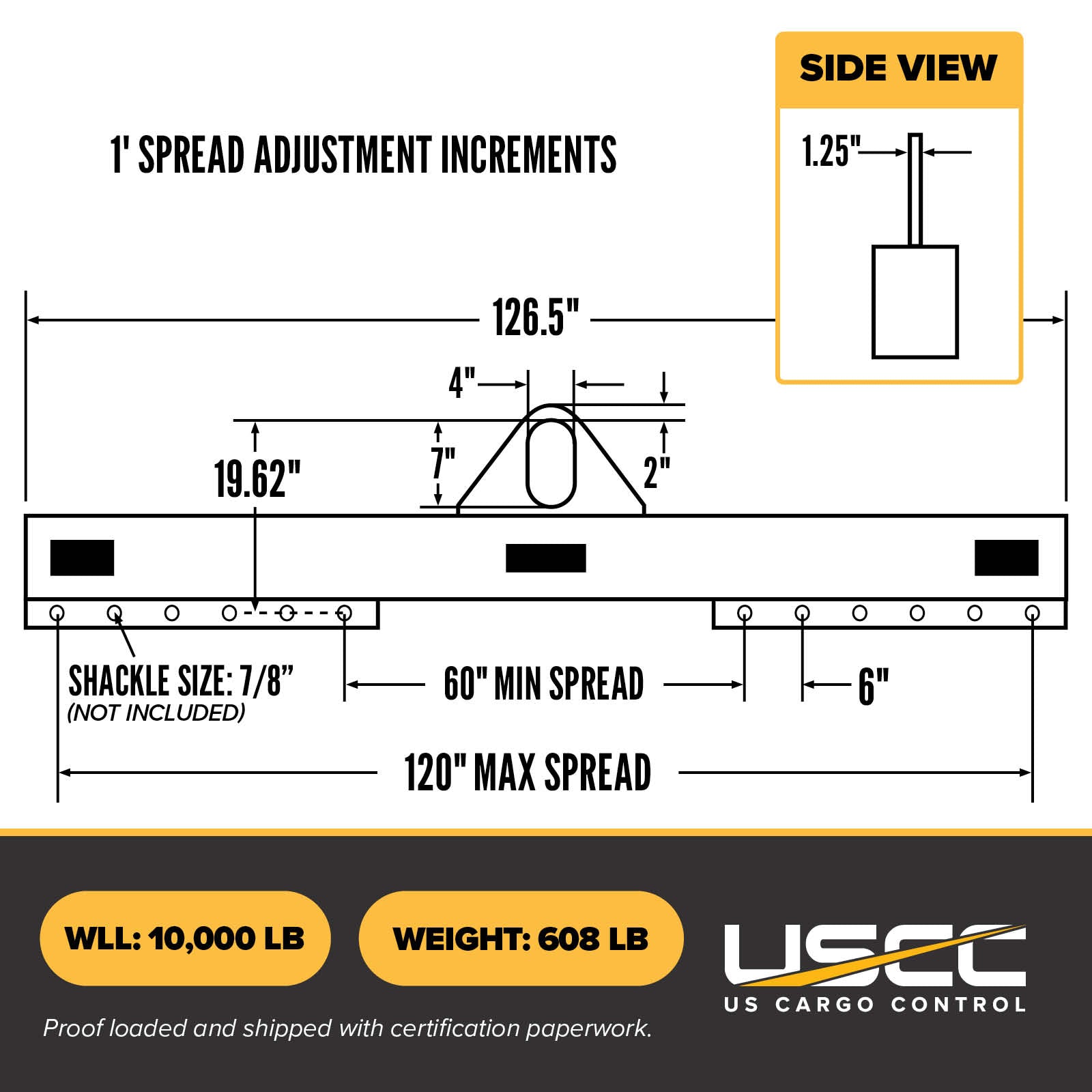 M&W 22161 low headroom adjustable lifting beam specs