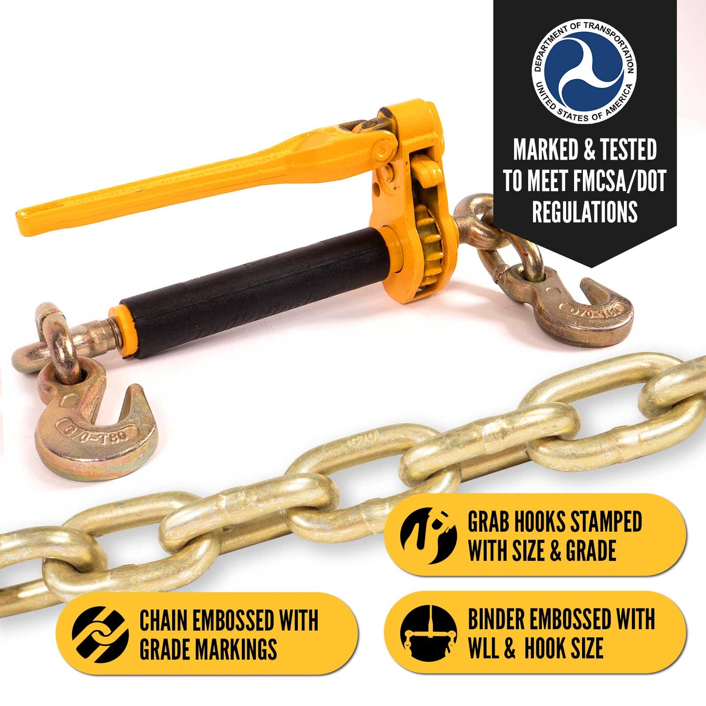 3/8" x 16' Grade 70 Transport Chain and Binder Kit | Peerless QuikBinder Plus