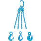 1/2" x 20' - Pewag 4 Leg Chain Sling w/ Sling Hooks - Grade 120