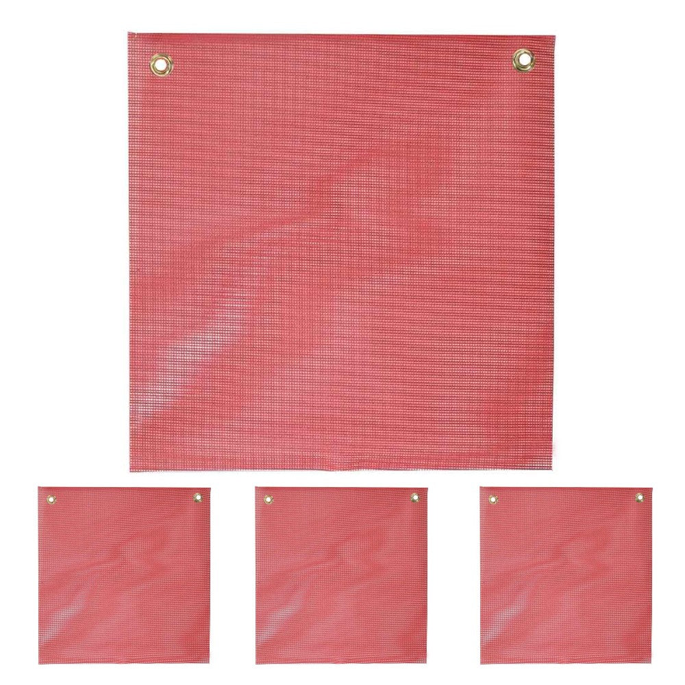 Red Vinyl-Coated Mesh Safety Replacement Flag: 18" x 18" - DOT Compliant | 4-Pack