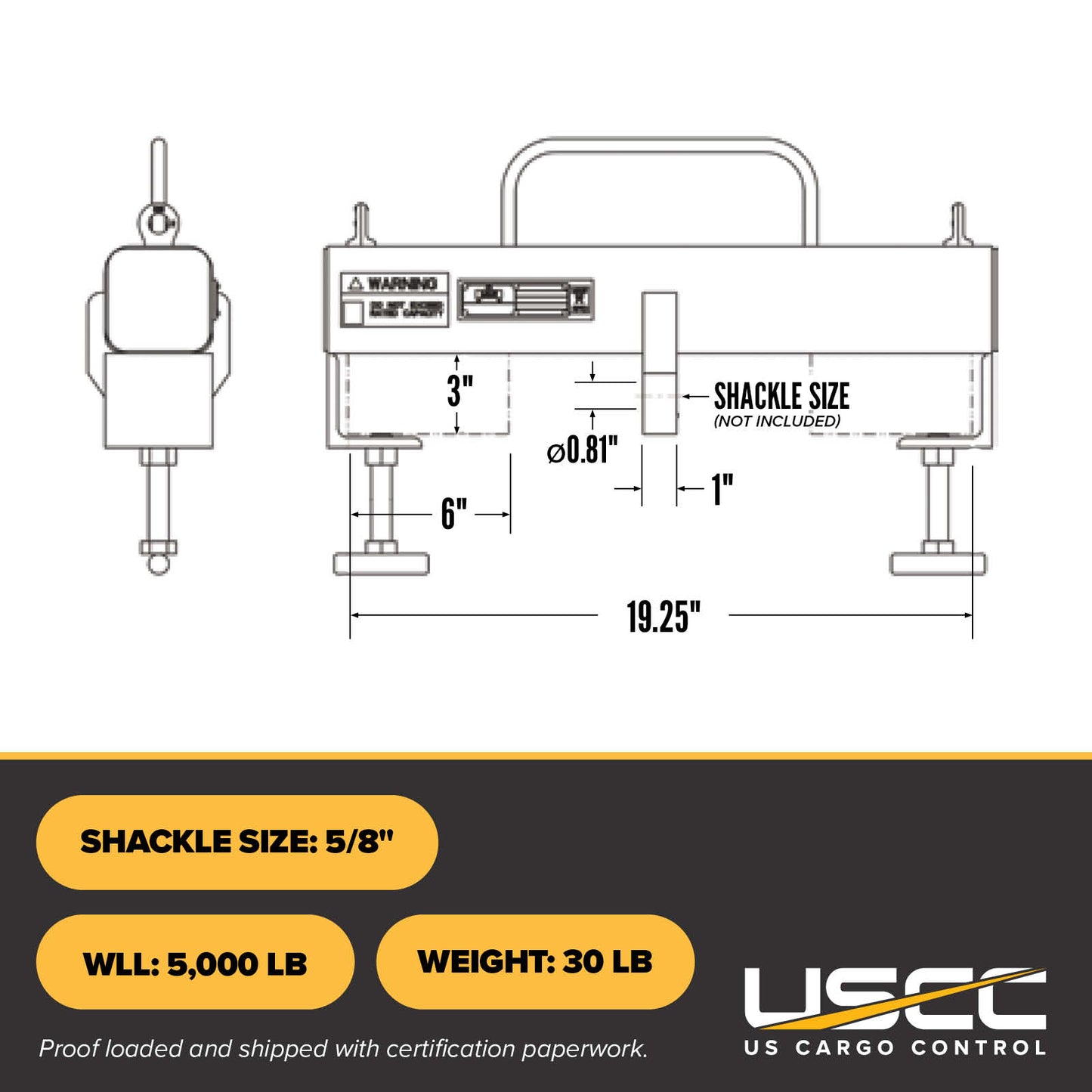 M&W Single Hook Forklift Beam - 5,000 lb.