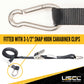 1" x 10' Black Stainless Steel Thumb Ratchet Strap w/ Carabiner Clips