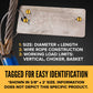 3' 3/8" wire rope sling tagged for easy identification