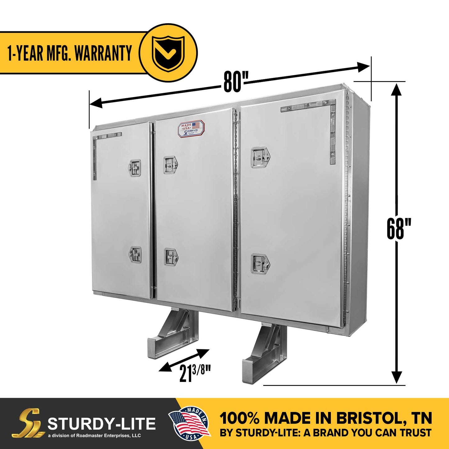 68" x 80" 3-Door Enclosed Headache Rack | U-Bolt Mounting Kit