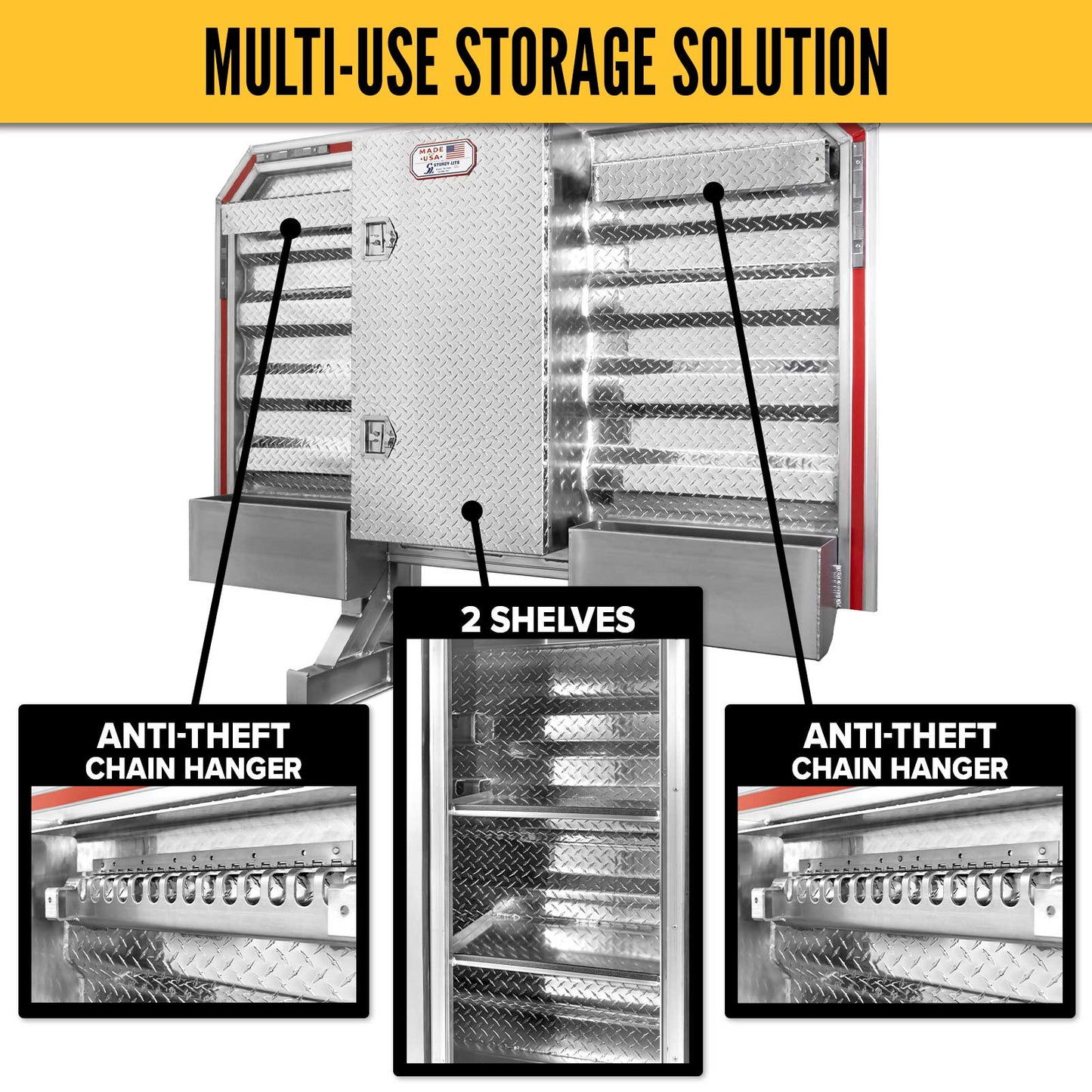 68" x 80" 1-Door Semi Headache Rack | 2 Half-Trays & 2 Chain Hangers | U-Bolt Mounting Kit