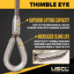 18' 1" thimbled eye protects wire rope sling