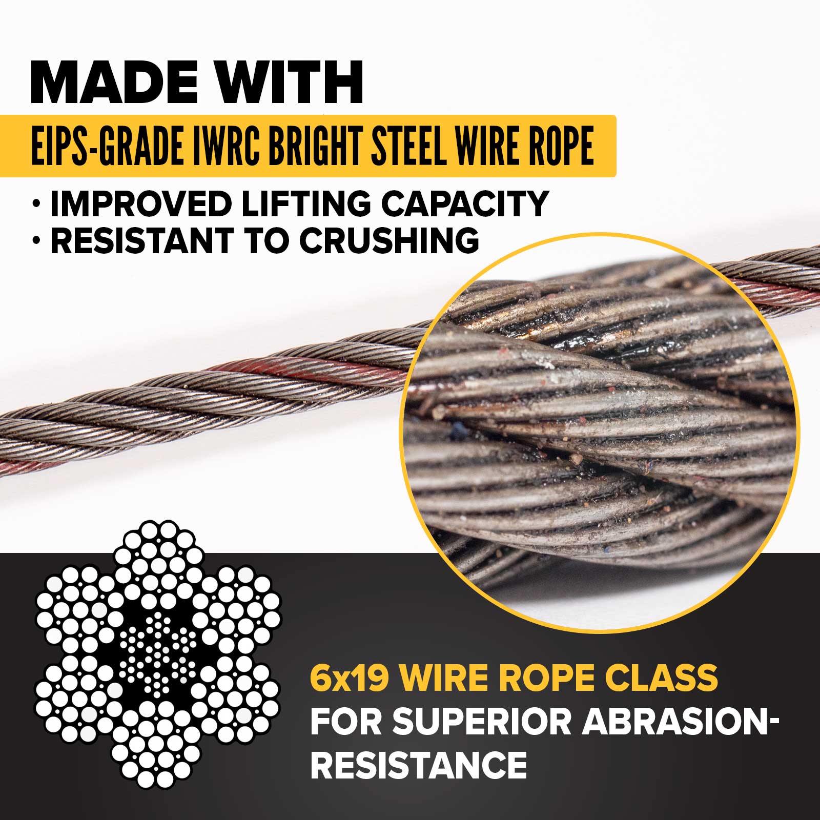 20' 1/4" 6x19 EIPS IWRC single leg wire rope sling